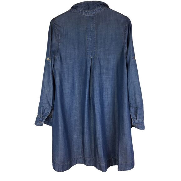 Anthropologie Cloth & Stone Acata Chambray Tencel Shift Dress S Causal Relaxed - Picture 4 of 8